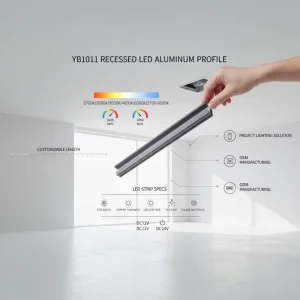 Recessed LED Cabinet Lights Aluminum Profile Channel Plastic for Wall Panel Furniture Linear Lighting Custom Solution YB1011 35