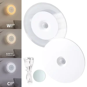 Rechargeable 1200mAh LED Motion Sensor Night Light, Dimmable USB Wardrobe Light