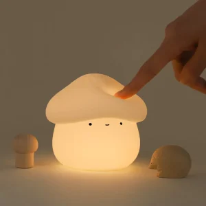 Rechargeable ABS Cartoon LED Nightlight Cute Mushroom Lamp Dimmable Touch Control Yellow White Shade USB C Charging Gift for
