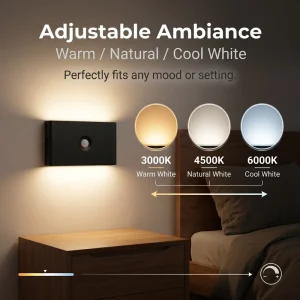 Rechargeable ABS Motion Sensor Dimmable LED Wall Lamp for Bedroom and Living Room