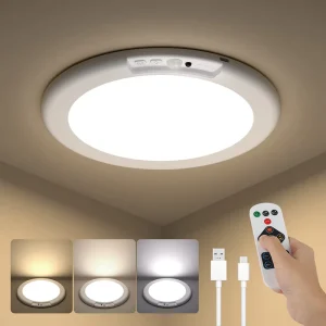 Rechargeable ABS White LED Wall or Ceiling Night Light with Motion Sensor and Remote Control