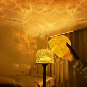 Rechargeable Ambient Lighting Lamp Kit LED Aurora Projector Lamp Remote Control High Footed Water Ripple Table Lamp Indoor