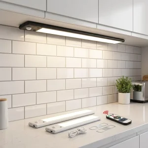 Rechargeable Body Sensor LED Cabinet Light with Color Changing and Remote Control for Closet Wardrobe Kitchen