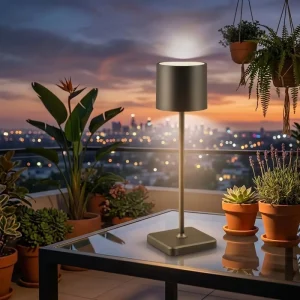 Rechargeable Cordless LED Dimmable Touch Control Black Desk Lamp Bedside Table Light