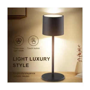 Rechargeable Cordless LED Plastic Table Lamp, White, Touch-Control Dimmable, Indoor or Outdoor