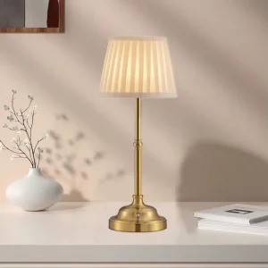 Rechargeable Cordless Table Lamp Touch Control Dimmer Led Desk Light Metal Night Lights Fabric Lamp Shade Party Wedding Decor
