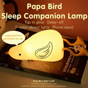Rechargeable Cute LED Papa Bird Sharp Modern Middle-Sized Silicone Night Light for Baby and Kids Rooms