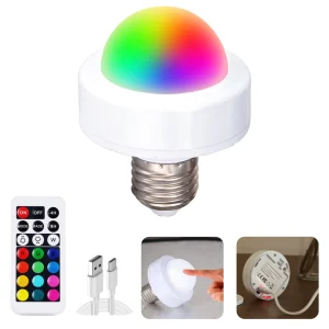 Rechargeable DC 5V Multicolor LED Bulb E26 E27 with Remote Control