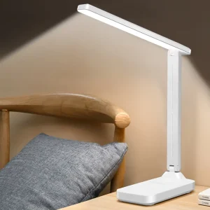 Rechargeable Dimming Desk Lamp Student Folding Bedroom Light Night Light Bedside Lamp Three Colored ABS Body Indoor Table Lamps