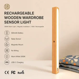 Rechargeable Infrared Sensor LED Under Cabinet Light Wall-Mounted for Bedroom Closet Kitchen Wardrobe Shoe Cabinet