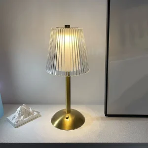 Rechargeable Iron Table Lamp Cordless Touch LED Bedside Lamp with 3 Color Modes USB Dimmable