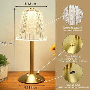 Rechargeable LED Desk Lamp Suitable for Modern Bar Office Desks Adjustable with Three Light Settings Equipped with USB