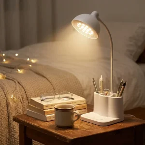 Rechargeable LED Desk Lamp for College Dorm Room Study Light with 3 Brightness Levels USB Compact Space-Saver Design