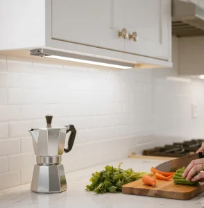 Rechargeable LED Light with Motion Sensor, Dimmer, Magnetic and Sticker Mount for Kitchen Cabinets and Closets