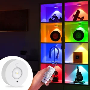 Rechargeable LED Magnetic RGB Cabinet and Closet Puck Lights with Remote Control