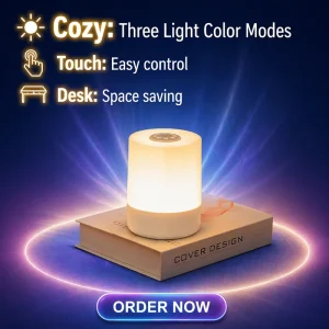 Rechargeable LED Mini Night Light with 1200mAh Battery, 5V USB Charging, Touch Control, and Dimming