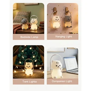 Rechargeable LED Silicone Cat Night Light Switch Control Bedside Lamp