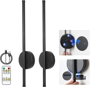 Rechargeable LED Wall Light Magnetic Strip Light with Remote Control No Wiring Needed Dimmable Linear Wall Lamp