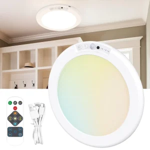 Rechargeable LED Wall and Ceiling Nightlight ABS White Motion Sensor Dimmable Remote Control