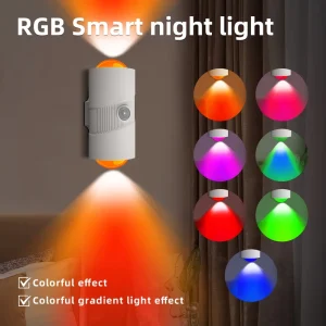 Rechargeable Magnetic LED Wall Lamp Dimmable 7-Color RGB Sensor Night Light