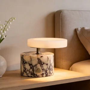 Rechargeable Marble Table Lamp Cordless LED Bedside Lamp Luxury Stone Table Light for Hotel Home