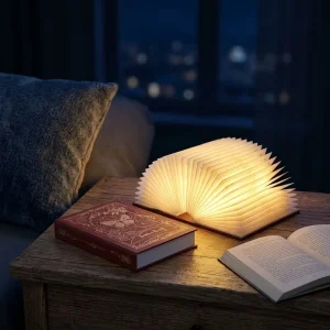 Rechargeable Mini LED Book Lamp Night Light Touch Control Minimalist Design Bedroom Home Decoration USB Plug In Power Wooden