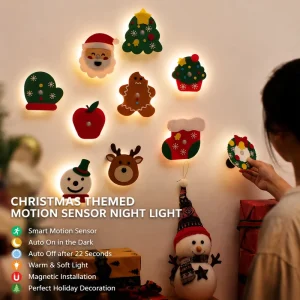 Rechargeable Motion Sensor Night Light Colorful Wool Felt Christmas Halloween Wall Lamp Creative Wireless Gift LED Light