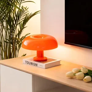Rechargeable Mushroom LED Switch Control Table Lamp Orange with 3 Lighting Modes