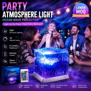Rechargeable Ocean Wave Projector RGB Water Ripple Atmosphere Night Light with Remote Control