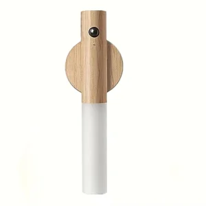 Rechargeable Portable Wooden Wall Sconce with Magnetic Motion Sensor for Hallway and Stairway