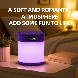 Rechargeable RGB Desk Lamp Clock Night Light Touch Control Eye Protection Battery Display Adjustable for Bedside Bedroom Office