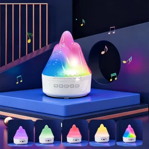 Rechargeable RGB Table Lamp Snow Mountain Volcano Music Speaker Bedside LED Night Light