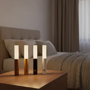 Rechargeable Rustic LED Night Light White ABS Magnetic Wall Lamp Motion Sensor Dimmable Kitchen Closet Bedroom
