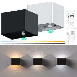 Rechargeable Warm White LED Motion Sensor Wall Lamp, Battery-Powered Wireless Night Light for Hotel Corridor and Bathroom