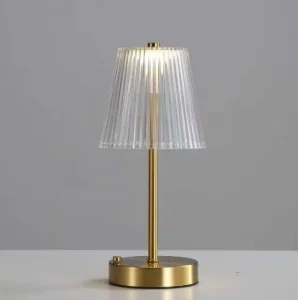 Rechargeable Wireless Touch Dimming Luxury Bar Lamp Gold Base Crystal Cordless Table Lamp for Hotel Living Room
