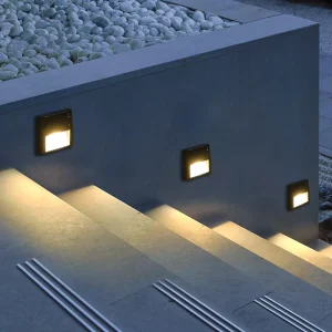 Rectangle 3W Aluminum Corner LED Stair Lighting Wall Lamp Recessed Step Light Warm Garden Outdoor