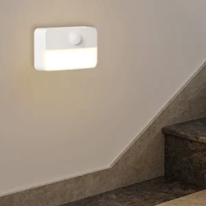 Rectangular Warm White LED Stair Lights with Motion Sensor AAA Battery Night Light for Home Use Modern Small Step Light