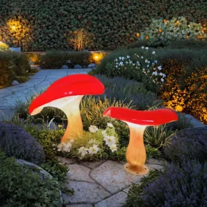 Red LED Glowing Mushroom Light IP66 High CRI 90 DC 24V 90 Lm/W for Christmas Holiday Decoration in Parks and Gardens