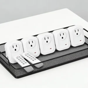 Remote Control Outlet Wireless Light Switch White US 5 Outlets + 2 Remotes for Household Appliances