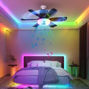 Remote Control Timing Function RGB Rhythm Music Light E27 LED Ceiling Fan Light