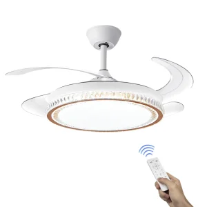 Remote-Controlled 42-Inch LED Ceiling Fan Lamp Dimmable CRI 90 for Home Office