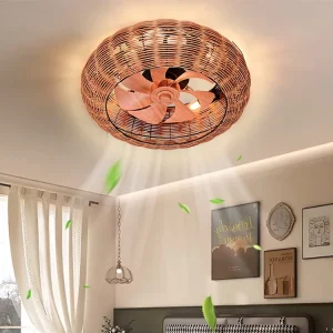 Remote-control hemp rope ABS LED ceiling light for study room bedroom villa living room