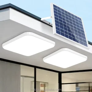 Residential Outdoor Square Solar Ceiling Lamp, IP65 Waterproof, Remote Control, Garden Lighting