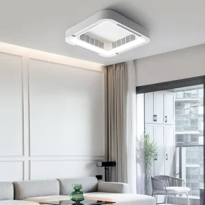 Retractable ABS Bladeless Smart LED Chandelier Ceiling Fan Lamp with DC Motor and Remote Control