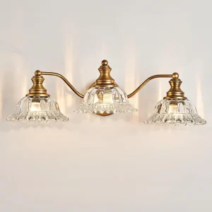 Retro American Simple Style Bathroom Vanity Wall Sconces 3-piece Set Iron Construction LED Lighting 110V Matte Antique Brass
