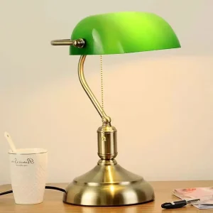 Retro Bank European Style Simple Energy Saving Eco Friendly Stained Glass Table Lamp Antique Copper Finish Bedroom Living Room