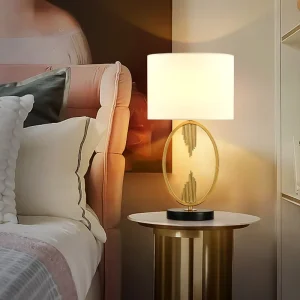 Retro Design Table Lamp Art Decoration Home Lighting Modern Fabric Lampshade Table Lamp for Living Room Bedside Bedroom