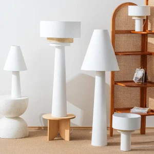Retro Design Wabi sabi Ceramic Fabric Floor Lamp Japanese Home Decor Vertical Stone Floor Lamp