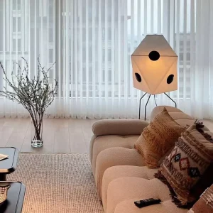 Retro Floor Lamp with Aluminum Cloth Materials Xuan Paper Lighting