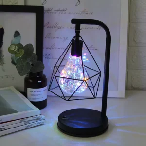 Retro Iron Art Geometric LED Bedside Night Lamp